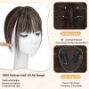 imageNAYOO Clip in Bangs  100 Human Hair Wispy Bangs Clip in Hair Extensions Brown Black Air Bangs Fringe with Temples Hairpieces for Women Curved Bangs for Daily WearDark Brown