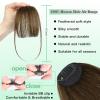 imageNAYOO Clip in Bangs  100 Human Hair Wispy Bangs Clip in Hair Extensions Brown Black Air Bangs Fringe with Temples Hairpieces for Women Curved Bangs for Daily WearLight Brown