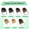 imageNAYOO Clip in Bangs  100 Human Hair Wispy Bangs Clip in Hair Extensions Brown Black Air Bangs Fringe with Temples Hairpieces for Women Curved Bangs for Daily WearLight Brown
