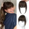 imageNAYOO Clip in Bangs  100 Human Hair Wispy Bangs Clip in Hair Extensions Brown Black Air Bangs Fringe with Temples Hairpieces for Women Curved Bangs for Daily Wear2 darkest brown