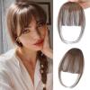 imageNAYOO Clip in Bangs  100 Human Hair Wispy Bangs Clip in Hair Extensions Brown Black Air Bangs Fringe with Temples Hairpieces for Women Curved Bangs for Daily WearBrown