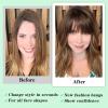 imageNAYOO Clip in Bangs  100 Human Hair Wispy Bangs Clip in Hair Extensions Brown Black Air Bangs Fringe with Temples Hairpieces for Women Curved Bangs for Daily WearLight Brown