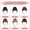 imageNAYOO Clip in Bangs  100 Human Hair Wispy Bangs Clip in Hair Extensions Brown Black Air Bangs Fringe with Temples Hairpieces for Women Curved Bangs for Daily WearBrown