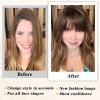imageNAYOO Clip in Bangs  100 Human Hair Wispy Bangs Clip in Hair Extensions Brown Black Air Bangs Fringe with Temples Hairpieces for Women Curved Bangs for Daily WearLight Brown