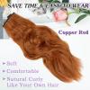 imageNAYOO Clip in Curly Hair Extensions 4PCS Long Wavy Synthetic Thick Hairpieces with Fiber Double Weft for Women Hair Full Head 24 Inch Copper Red30C