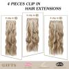 imageNAYOO Clip in Curly Hair Extensions 4PCS Long Wavy Synthetic Thick Hairpieces with Fiber Double Weft for Women Hair Full Head 24 Inch Copper Red6139