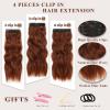 imageNAYOO Clip in Curly Hair Extensions 4PCS Long Wavy Synthetic Thick Hairpieces with Fiber Double Weft for Women Hair Full Head 24 Inch Copper RedAuburn