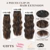 imageNAYOO Clip in Curly Hair Extensions 4PCS Long Wavy Synthetic Thick Hairpieces with Fiber Double Weft for Women Hair Full Head 24 Inch Copper RedBalayage Dark Brown to Chestnut