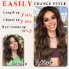 imageNAYOO Clip in Curly Hair Extensions 4PCS Long Wavy Synthetic Thick Hairpieces with Fiber Double Weft for Women Hair Full Head 24 Inch Copper RedBalayage Dark Brown to Chestnut