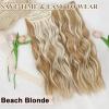imageNAYOO Clip in Curly Hair Extensions 4PCS Long Wavy Synthetic Thick Hairpieces with Fiber Double Weft for Women Hair Full Head 24 Inch Copper RedBeach Blonde