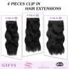 imageNAYOO Clip in Curly Hair Extensions 4PCS Long Wavy Synthetic Thick Hairpieces with Fiber Double Weft for Women Hair Full Head 24 Inch Copper RedBlack