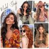 imageNAYOO Clip in Curly Hair Extensions 4PCS Long Wavy Synthetic Thick Hairpieces with Fiber Double Weft for Women Hair Full Head 24 Inch Copper RedBrown Mixed Ash Blonde
