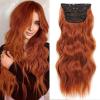 imageNAYOO Clip in Curly Hair Extensions 4PCS Long Wavy Synthetic Thick Hairpieces with Fiber Double Weft for Women Hair Full Head 24 Inch Copper RedCopper Red