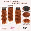 imageNAYOO Clip in Curly Hair Extensions 4PCS Long Wavy Synthetic Thick Hairpieces with Fiber Double Weft for Women Hair Full Head 24 Inch Copper RedCopper Red
