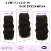imageNAYOO Clip in Curly Hair Extensions 4PCS Long Wavy Synthetic Thick Hairpieces with Fiber Double Weft for Women Hair Full Head 24 Inch Copper RedDark Brown