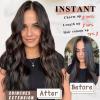 imageNAYOO Clip in Curly Hair Extensions 4PCS Long Wavy Synthetic Thick Hairpieces with Fiber Double Weft for Women Hair Full Head 24 Inch Copper RedDark Brown