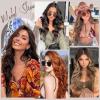 imageNAYOO Clip in Curly Hair Extensions 4PCS Long Wavy Synthetic Thick Hairpieces with Fiber Double Weft for Women Hair Full Head 24 Inch Copper RedDark Brown
