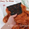 imageNAYOO Clip in Curly Hair Extensions 4PCS Long Wavy Synthetic Thick Hairpieces with Fiber Double Weft for Women Hair Full Head 24 Inch Copper RedGinger Orange