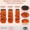 imageNAYOO Clip in Curly Hair Extensions 4PCS Long Wavy Synthetic Thick Hairpieces with Fiber Double Weft for Women Hair Full Head 24 Inch Copper RedGinger Orange