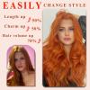 imageNAYOO Clip in Curly Hair Extensions 4PCS Long Wavy Synthetic Thick Hairpieces with Fiber Double Weft for Women Hair Full Head 24 Inch Copper RedGinger Orange