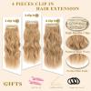 imageNAYOO Clip in Curly Hair Extensions 4PCS Long Wavy Synthetic Thick Hairpieces with Fiber Double Weft for Women Hair Full Head 24 Inch Copper RedHoney Blonde