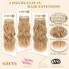 imageNAYOO Clip in Curly Hair Extensions 4PCS Long Wavy Synthetic Thick Hairpieces with Fiber Double Weft for Women Hair Full Head 24 Inch Copper RedHoney Blonde