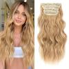 imageNAYOO Clip in Curly Hair Extensions 4PCS Long Wavy Synthetic Thick Hairpieces with Fiber Double Weft for Women Hair Full Head 24 Inch Copper RedHoney Blonde