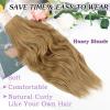 imageNAYOO Clip in Curly Hair Extensions 4PCS Long Wavy Synthetic Thick Hairpieces with Fiber Double Weft for Women Hair Full Head 24 Inch Copper RedHoney Blonde