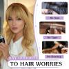 imageNAYOO Clip in Curly Hair Extensions 4PCS Long Wavy Synthetic Thick Hairpieces with Fiber Double Weft for Women Hair Full Head 24 Inch Copper RedHoney Blonde