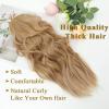 imageNAYOO Clip in Curly Hair Extensions 4PCS Long Wavy Synthetic Thick Hairpieces with Fiber Double Weft for Women Hair Full Head 24 Inch Copper RedHoney Blonde