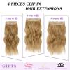 imageNAYOO Clip in Curly Hair Extensions 4PCS Long Wavy Synthetic Thick Hairpieces with Fiber Double Weft for Women Hair Full Head 24 Inch Copper RedHoney Blonde