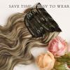 imageNAYOO Clip in Curly Hair Extensions 4PCS Long Wavy Synthetic Thick Hairpieces with Fiber Double Weft for Women Hair Full Head 24 Inch Copper RedMedium Brown Ash Blonde