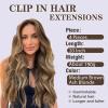 imageNAYOO Clip in Curly Hair Extensions 4PCS Long Wavy Synthetic Thick Hairpieces with Fiber Double Weft for Women Hair Full Head 24 Inch Copper RedMedium Brown Ash Blonde