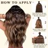 imageNAYOO Clip in Curly Hair Extensions 4PCS Long Wavy Synthetic Thick Hairpieces with Fiber Double Weft for Women Hair Full Head 24 Inch Copper RedOmbre Brown to Blonde