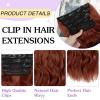 imageNAYOO Clip in Curly Hair Extensions 4PCS Long Wavy Synthetic Thick Hairpieces with Fiber Double Weft for Women Hair Full Head 24 Inch Copper RedWine Red