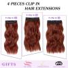 imageNAYOO Clip in Curly Hair Extensions 4PCS Long Wavy Synthetic Thick Hairpieces with Fiber Double Weft for Women Hair Full Head 24 Inch Copper RedWine Red