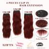 imageNAYOO Clip in Curly Hair Extensions 4PCS Long Wavy Synthetic Thick Hairpieces with Fiber Double Weft for Women Hair Full Head 24 Inch Copper RedWine Red