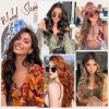 imageNAYOO Clip in Curly Hair Extensions 4PCS Long Wavy Synthetic Thick Hairpieces with Fiber Double Weft for Women Hair Full Head 24 Inch Copper RedWine Red