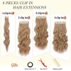 imageNAYOO Clip in Hair Extensions for Women 20 Inch Long Wavy Curly Auburn Hairpieces Full Head Synthetic Hair Hairpieces6PCSAuburnAsh Blonde