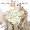 imageNAYOO Clip in Hair Extensions for Women 20 Inch Long Wavy Curly Auburn Hairpieces Full Head Synthetic Hair Hairpieces6PCSAuburnAsh Brown Mix Platinum Blonde