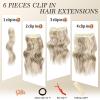 imageNAYOO Clip in Hair Extensions for Women 20 Inch Long Wavy Curly Auburn Hairpieces Full Head Synthetic Hair Hairpieces6PCSAuburnAsh Brown Mix Platinum Blonde