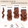 imageNAYOO Clip in Hair Extensions for Women 20 Inch Long Wavy Curly Auburn Hairpieces Full Head Synthetic Hair Hairpieces6PCSAuburnAuburn