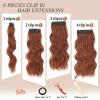 imageNAYOO Clip in Hair Extensions for Women 20 Inch Long Wavy Curly Auburn Hairpieces Full Head Synthetic Hair Hairpieces6PCSAuburnAuburn