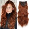imageNAYOO Clip in Hair Extensions for Women 20 Inch Long Wavy Curly Auburn Hairpieces Full Head Synthetic Hair Hairpieces6PCSAuburnAuburn