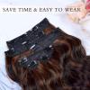 imageNAYOO Clip in Hair Extensions for Women 20 Inch Long Wavy Curly Auburn Hairpieces Full Head Synthetic Hair Hairpieces6PCSAuburnAuburn Mix Chestnut