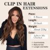 imageNAYOO Clip in Hair Extensions for Women 20 Inch Long Wavy Curly Auburn Hairpieces Full Head Synthetic Hair Hairpieces6PCSAuburnAuburn Mix Chestnut