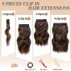 imageNAYOO Clip in Hair Extensions for Women 20 Inch Long Wavy Curly Auburn Hairpieces Full Head Synthetic Hair Hairpieces6PCSAuburnAuburn Mix Chestnut