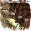 imageNAYOO Clip in Hair Extensions for Women 20 Inch Long Wavy Curly Auburn Hairpieces Full Head Synthetic Hair Hairpieces6PCSAuburnAuburn Mix Chestnut