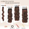 imageNAYOO Clip in Hair Extensions for Women 20 Inch Long Wavy Curly Auburn Hairpieces Full Head Synthetic Hair Hairpieces6PCSAuburnAuburn Mix Chestnut