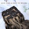 imageNAYOO Clip in Hair Extensions for Women 20 Inch Long Wavy Curly Auburn Hairpieces Full Head Synthetic Hair Hairpieces6PCSAuburnBlack Mix Blonde